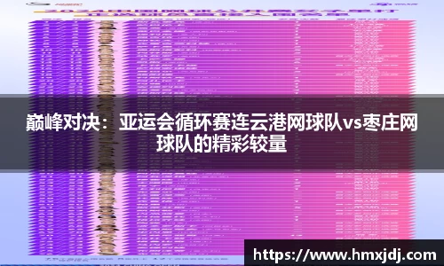 巅峰对决：亚运会循环赛连云港网球队vs枣庄网球队的精彩较量